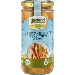 Vegetarische Würstchen pikant im Glas